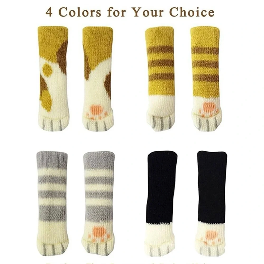 NIP UrsoKuz Cat Paw Design Chair Leg Socks, Set of 16 Cute Cat Patterns, Protect